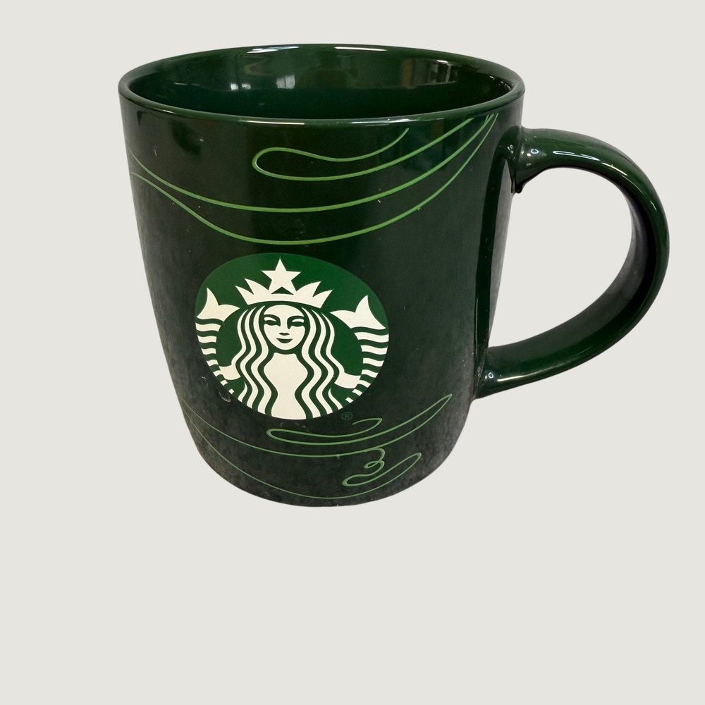 Starbucks 2020 Forest Green Siren Logo Swirl Ceramic Coffee‎ Mug 12oz 360ml